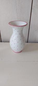 Vaasje met roze stipjes roze noppen bloemenvaas vaas, Overige kleuren, Ophalen of Verzenden, Minder dan 50 cm, Glas