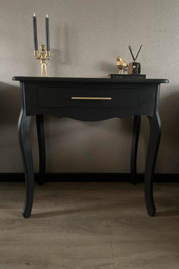 Gerestylde sidetable mat zwart goud queen anne hal kastje beschikbaar voor biedingen