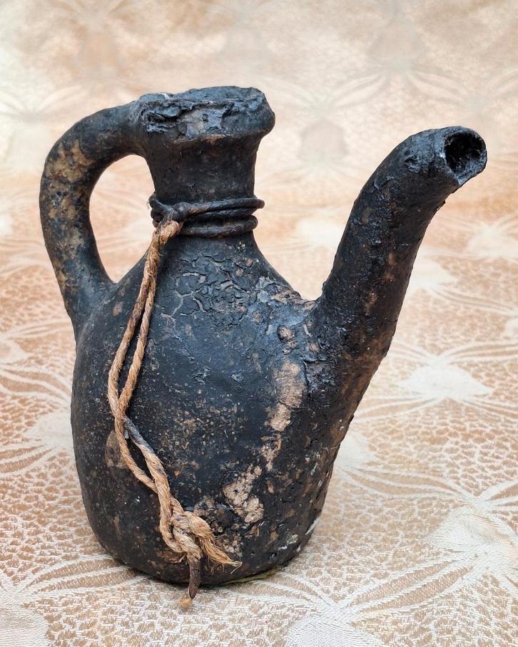 Antieke tuitkan (feeder vaas) voor vloeistof, uit de oudheid, Antiek en Kunst, Antiek | Emaille, Ophalen of Verzenden