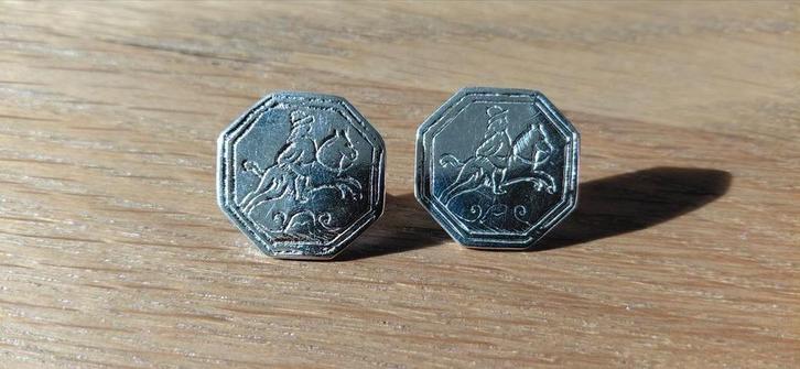 2 Antieke, zilveren ruiterknopen, Antiek en Kunst, Antiek | Goud en Zilver, Zilver, Ophalen of Verzenden