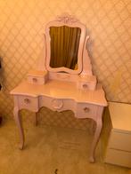 Houten Make-up Tafel met Spiegel Roze, Ophalen, Gebruikt, 100 tot 150 cm, 50 tot 100 cm