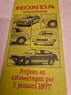 1977 Nederlands prijslijst Honda Civic Hondamatic Accord, Ophalen of Verzenden, Zo goed als nieuw, Honda
