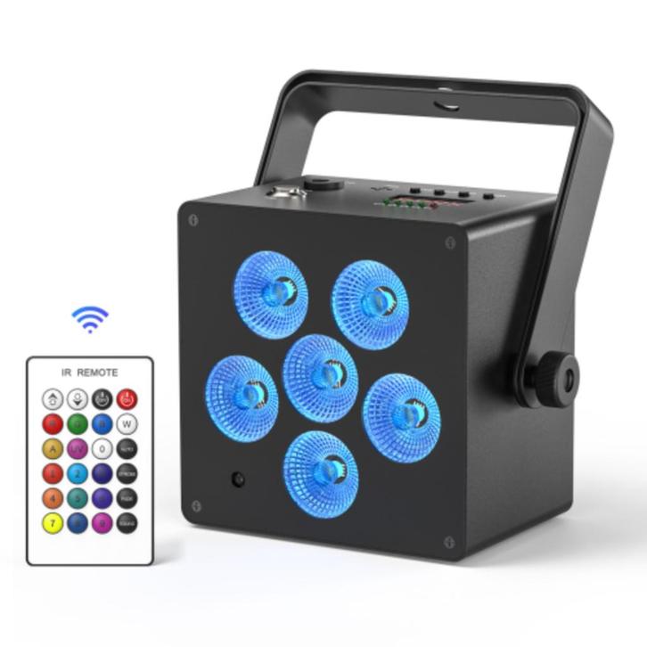 DJLicht 50W vierkante RGBWAUV accu ledpar met afstandsbedien, Muziek en Instrumenten, Licht en Laser, Nieuw, Licht, Geluidgestuurd