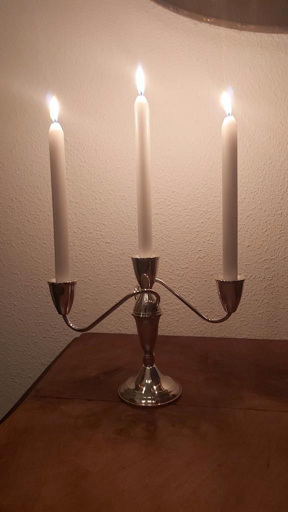 STERLING ZILVEREN 3-LICHTS KANDELAAR, Antiek en Kunst, Antiek | Goud en Zilver, Zilver, Ophalen of Verzenden