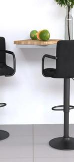 Barkrukken 2 st fluweel zwart, Draaibaar, Verzenden, 60 tot 90 cm, Nieuw