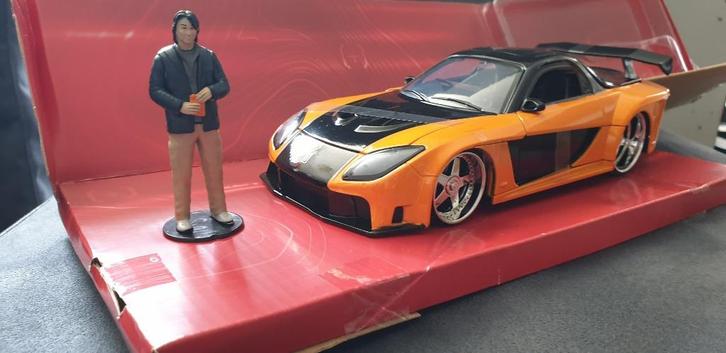 Han's Mazda RX-7 "The Fast & The Furious" Jada 1:24, Hobby en Vrije tijd, Modelauto's | 1:24, Nieuw, Auto, Jada, Ophalen of Verzenden