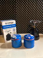 Camping gasstel met 2 gasblikken, Blauw, Nieuw, Ophalen of Verzenden, Verf