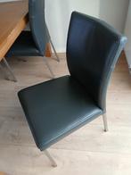 eethoek, eiken tafel met 6 leren stoelen., Huis en Inrichting, Tafels | Eettafels, Ophalen, Gebruikt, 100 tot 150 cm, 50 tot 100 cm