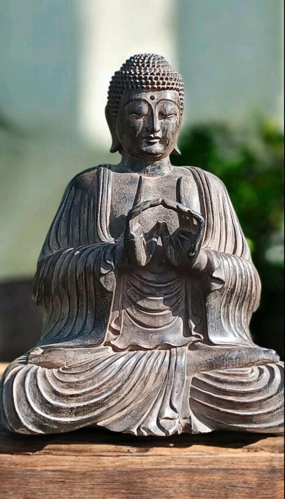 Groot hardhouten Shakyamuni Boeddha-beeld., Antiek en Kunst, Kunst | Niet-Westerse kunst, Ophalen