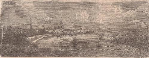 Arnhem Gezicht op Arnhem met de Rijn Houtgravure Koster 1866, Antiek en Kunst, Kunst | Etsen en Gravures, Ophalen of Verzenden