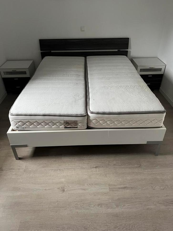 Compleet 2 persoons bed 160 breed, Huis en Inrichting, Slaapkamer | Bedden, Gebruikt, Tweepersoons, 160 cm, 200 cm, Hout, Wit