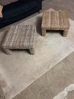 Leuke rieten bijzettafeltjes - 2 stuks, Ophalen, Gebruikt, Bruin, Overige typen