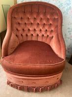 Mooie vintage rose velours fauteuil, Ophalen, Gebruikt, 50 tot 75 cm