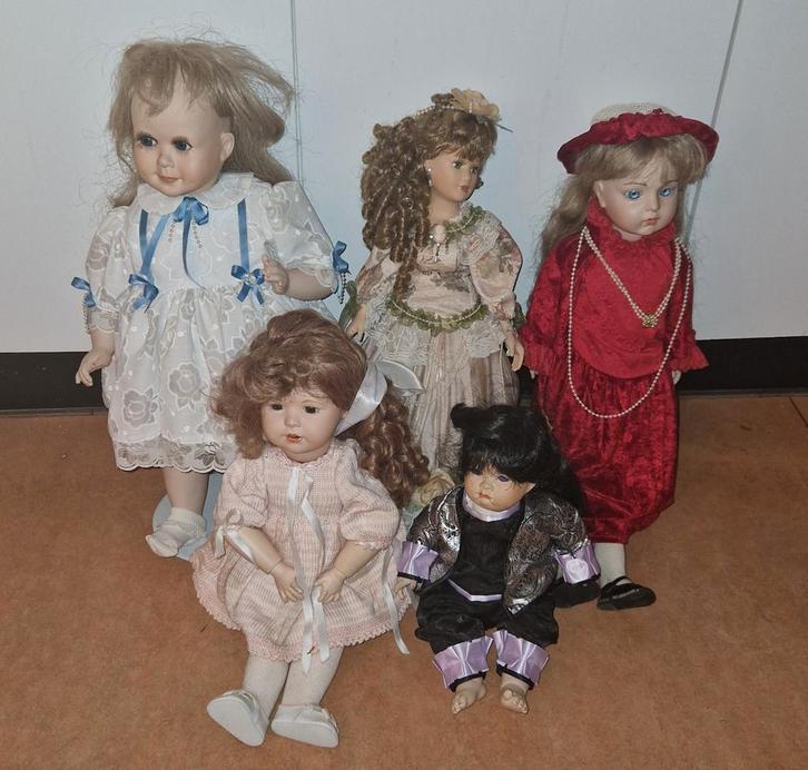 Vintage Porseleinen Poppen Collectie, Verzamelen, Poppen, Zo goed als nieuw, Pop, Ophalen