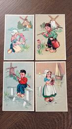 4 kinderkaarten.Hengelen,breien,tulpen,gieter,molen,zeilboot, Ophalen of Verzenden, 1940 tot 1960, Ongelopen
