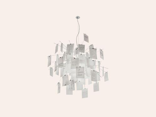 Ingo Maurer Zettel’z 5 bij TheReSales, Huis en Inrichting, Lampen | Hanglampen, Zo goed als nieuw, 50 tot 75 cm, Glas, Metaal