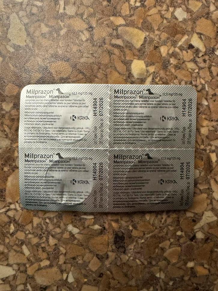 Milprazon 12,5 mg / 125 mg hond - 11 tabletten, Dieren en Toebehoren, Honden-accessoires, Nieuw, Ophalen of Verzenden