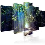 53 Bos Natuur Zonlicht 5 Luik Canvas Schilderij 200x100cm, Antiek en Kunst, Ophalen of Verzenden