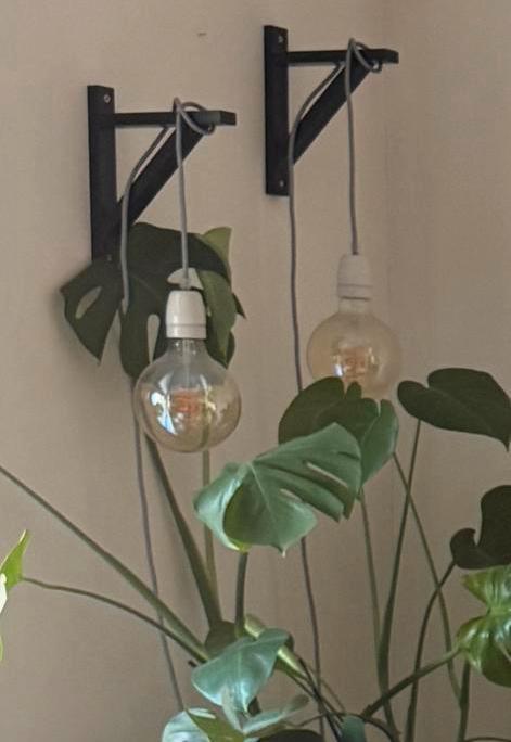 Industriële Wandlampjes - Set van 2, Huis en Inrichting, Lampen | Wandlampen, Gebruikt, Hout, Ophalen