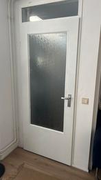 Opdekdeur met glas wit, Doe-het-zelf en Verbouw, Deuren en Horren, Ophalen, Binnendeur, 200 tot 215 cm, Glas