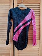 TT Gymnastics maat 152 velours met broek, zwart-roze, Sport en Fitness, Turnen, Kindermaat 146 t/m 176, Ophalen of Verzenden, Zo goed als nieuw