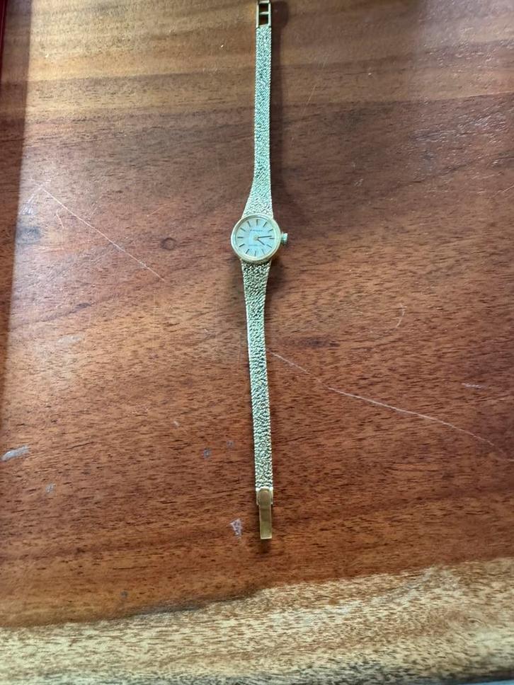 Gouden 14 karaat dames horloge, Sieraden, Tassen en Uiterlijk, Horloges | Antiek, Polshorloge, Overige merken, Goud, Voor 1900