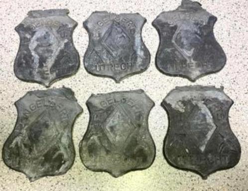 6 Stuks Trotseer Traceer Dakloodjes Engelberts Utrecht PSTK, Antiek en Kunst, Curiosa en Brocante, Verzenden