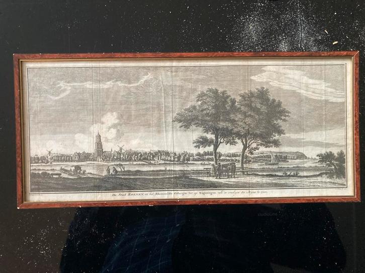 Reproductie Rhenen 1796, ingelijst, Antiek en Kunst, Kunst | Etsen en Gravures, Ophalen of Verzenden