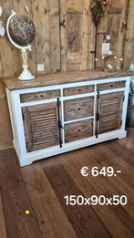 Landelijk Brocant Dressoir Amanda € 649.-, Ophalen of Verzenden, Zo goed als nieuw, 25 tot 50 cm, 150 tot 200 cm
