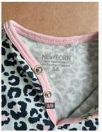 Blauw roze panter jurkje Maat 56 h3, Newborn, Meisje, Newborn, Jurkje of Rokje