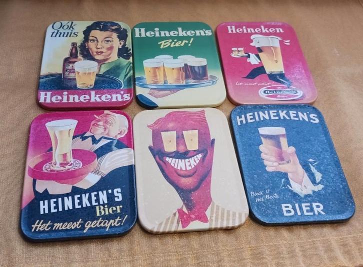 Heineken onderzetters van blik, Huis en Inrichting, Woonaccessoires | Onderzetters, Zo goed als nieuw, Glas of Kopje, Ophalen of Verzenden