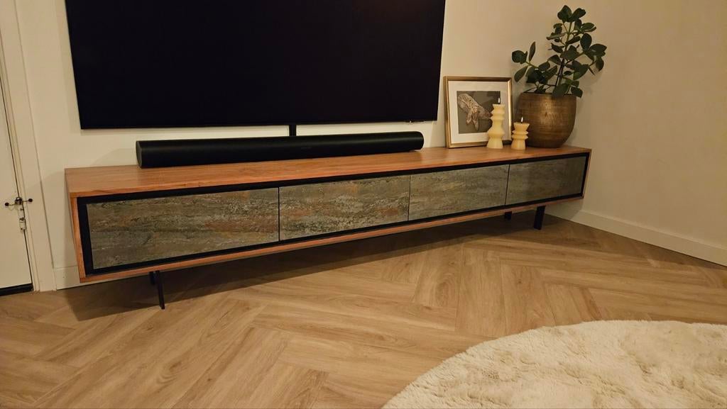 DElife Juwelo acacia houten TV Meubel - Zo Goed Als Nieuw!, Ophalen, Zo goed als nieuw, 200 cm of meer, Minder dan 100 cm