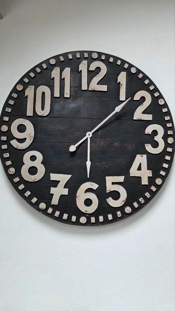 Zeer grote wandklok 105cm doorsnede Vintage stijl industriël beschikbaar voor biedingen