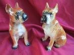 2 vintage beeldjes van een boxer - 15 cm hoog, Ophalen of Verzenden, Dier