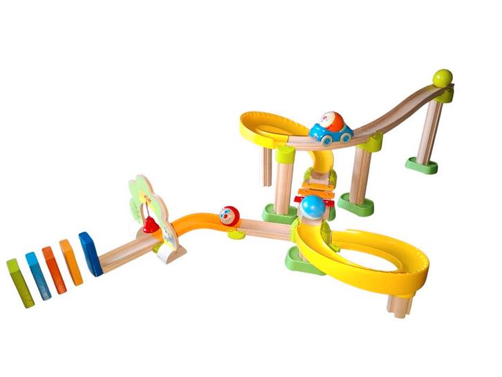 Houten Knikkerbaan met Auto en Ballen, Kinderen en Baby's, Speelgoed | Houten speelgoed, Zo goed als nieuw, Overige typen, Ophalen of Verzenden