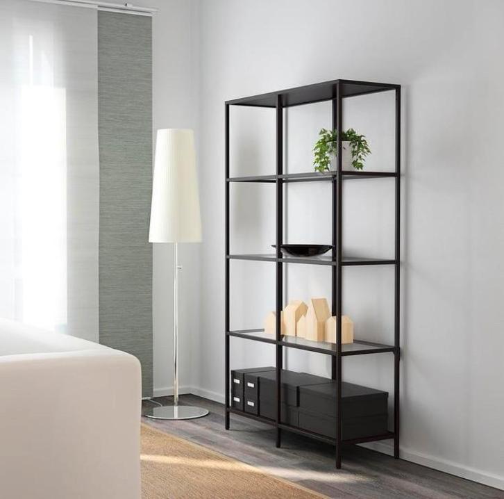 Ikea kast 175 hoog zgan zwart glas metaal gedemonteerd, Huis en Inrichting, Kasten | Stellingkasten, Zo goed als nieuw, Ophalen