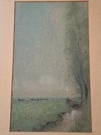 Aquarel van Koeien in een Landschap, Ophalen of Verzenden