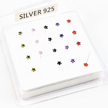 Kristal-Ster Neuspiercing 925 Sterling Zilver beschikbaar voor biedingen