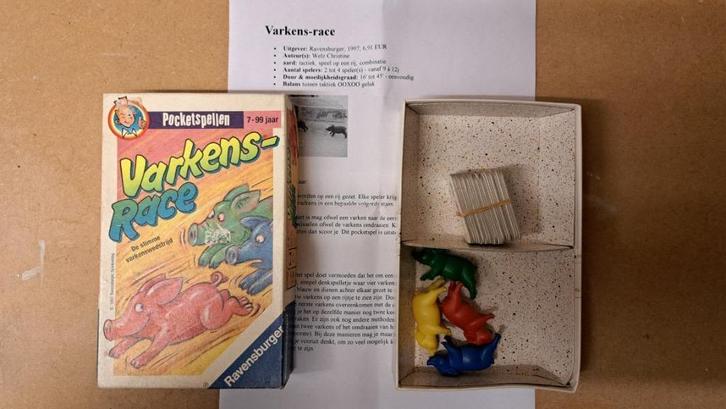 Varkensrace - Ravensburger, Hobby en Vrije tijd, Gezelschapsspellen | Bordspellen, Gebruikt, Een of twee spelers, Drie of vier spelers