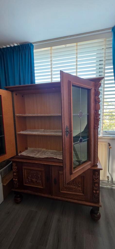 Mooie Antieke Kast met Glasdeuren, Huis en Inrichting, Kasten | Buffetkasten, Gebruikt, 150 tot 200 cm, 100 tot 150 cm, 25 tot 50 cm