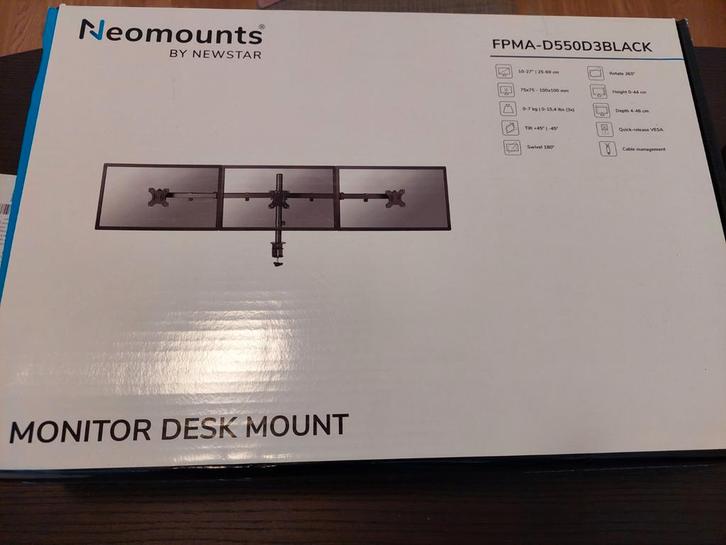Neomounts FPMA-D550D3 Bureau Mount - Zwart, Computers en Software, Monitoren, Zo goed als nieuw, In hoogte verstelbaar, Draaibaar