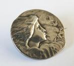 Art Nouveau/Jugendstil - Antieke Zilveren Broche "Air", Overige materialen, Ophalen of Verzenden, Broche
