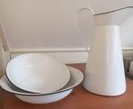 Emaille toiletspullen, wit met blauw randje., Antiek en Kunst, Antiek | Emaille, Ophalen