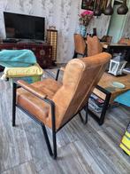 Industriële Leren Fauteuil Cognac, Huis en Inrichting, Fauteuils, Industriële Leren, Ophalen of Verzenden, Zo goed als nieuw, Leer