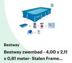Bestway zwembad 4,0x2,11 meter MET VEEL EXTRA'S, Ophalen, Zo goed als nieuw, 200 tot 400 cm, Rechthoekig