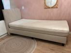 Boxspring 90x200 cm met achterwand - Eenpersoons, Ophalen, 90 cm, Eenpersoons, Beige