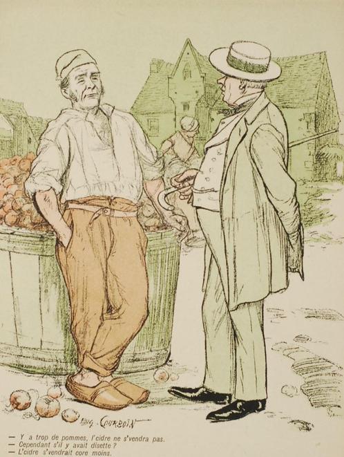 Cider - Eugene Courboin | Antieke prent (1903), Antiek en Kunst, Kunst | Etsen en Gravures, Verzenden