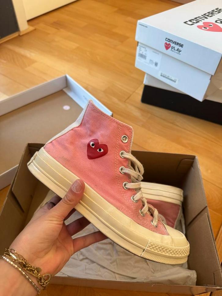 Converse x Comme des Garçons Play Roze, Kleding | Dames, Schoenen, Gedragen, Sneakers of Gympen, Roze, Ophalen of Verzenden