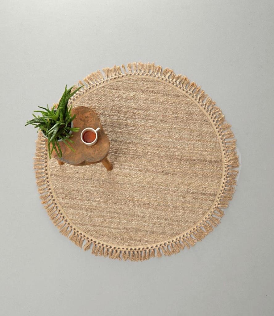 Vloerkleed jute nous living Savi 110 cm, Huis en Inrichting, Stoffering | Tapijten en Kleden, Ophalen, Bruin, Rond, Nieuw