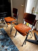 4 schoolstoelen, Huis en Inrichting, Stoelen, Ophalen, Gebruikt, Bruin, Vier